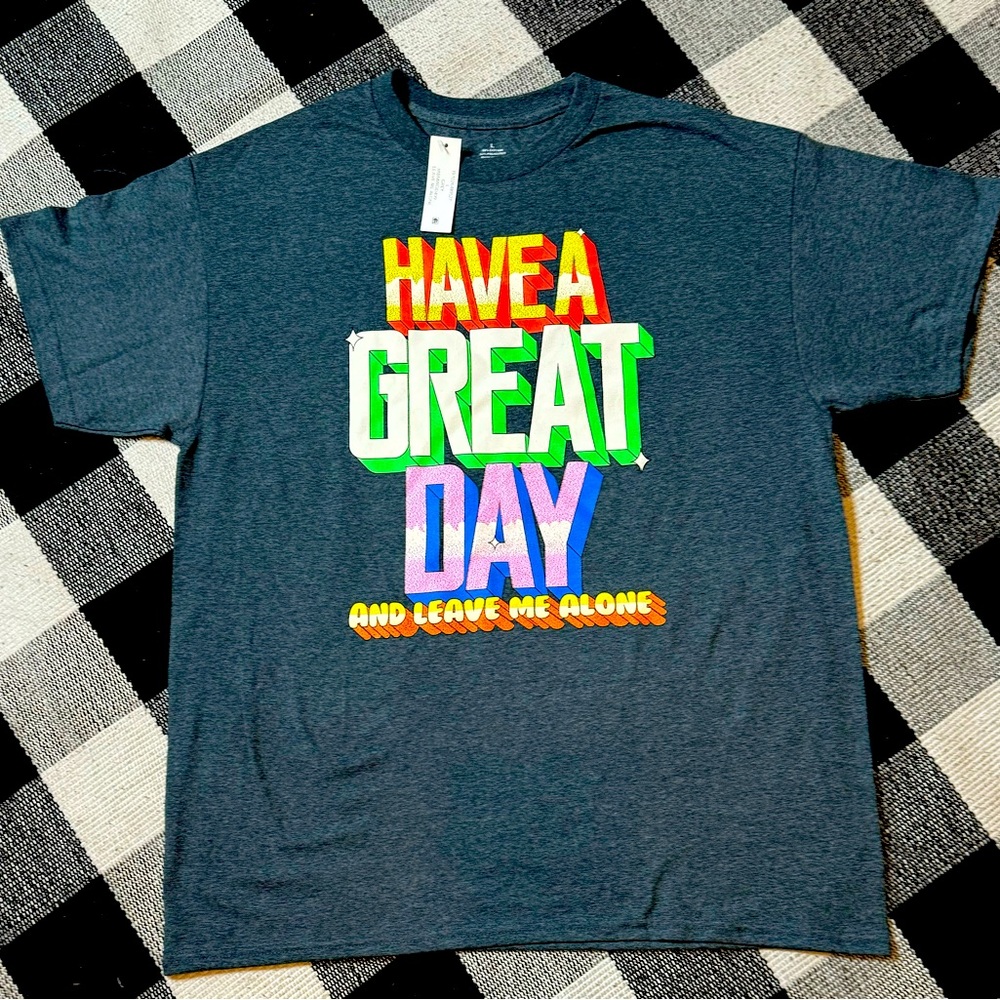 Mens tshirt - sarcasm gray graphic tee  “Have a great day - And leave me alone.